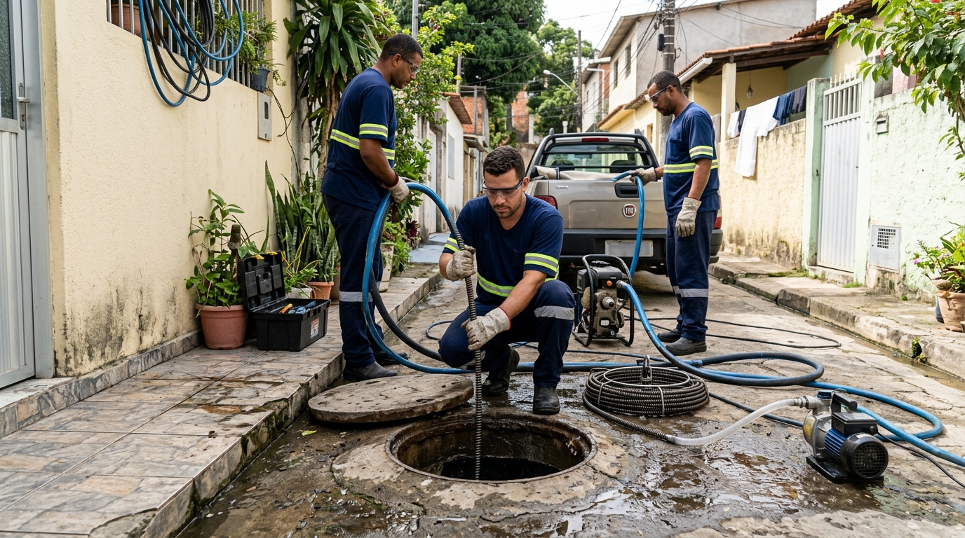 Desentupimento de esgoto com hidrojateamento em Goiânia-GO