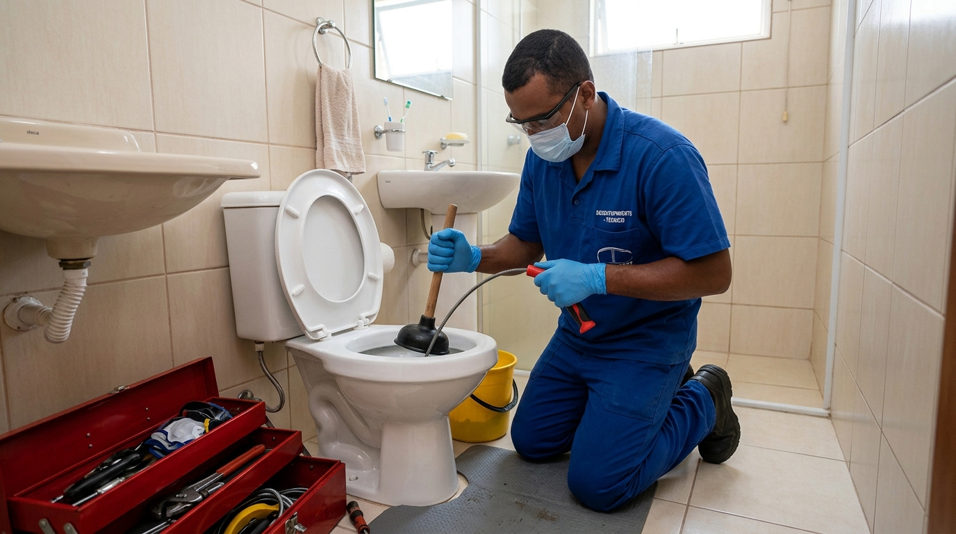 Desentupimento de vaso profissional em Goiânia-GO