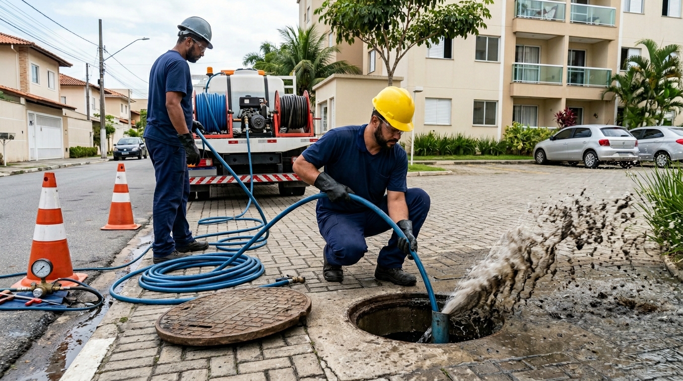 Equipe de hidrojateamento em Goiânia-GO
